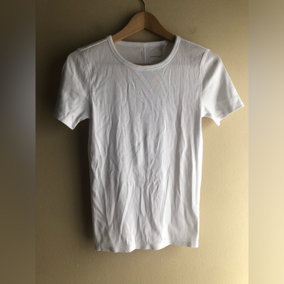 Everlane Tops - New Everlane The Luxe Rib Crew Top White Medium Short Sleeve